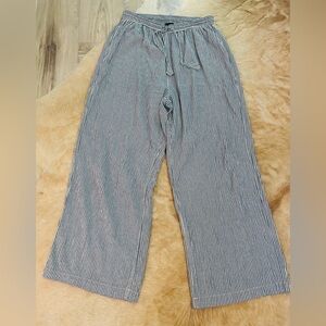 Blue & White Striped wide leg Pants